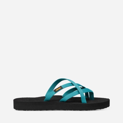 Teva Olowahu Women's Deep Green / Black Flip Flops CA11108 Canada Clearance